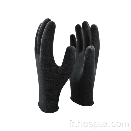 HESPAX Gants de protection de travail respirant en nylon noir tricoté